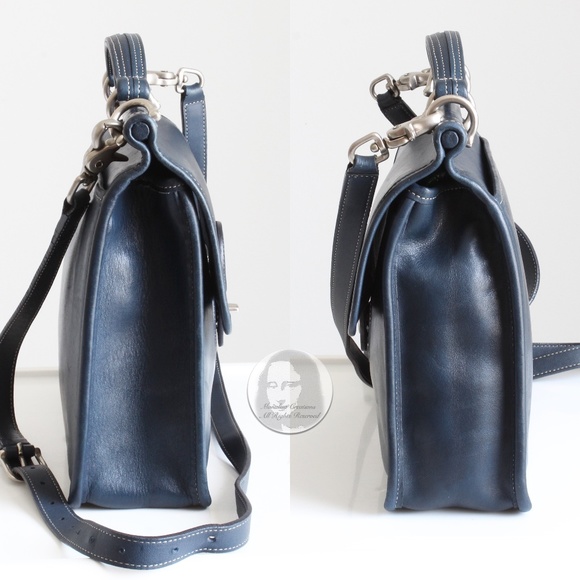 Coach Willis Bag Royal Blue Leather Silver HW Contrast Stitching 2005 HTF #9927 - Picture 7 of 12